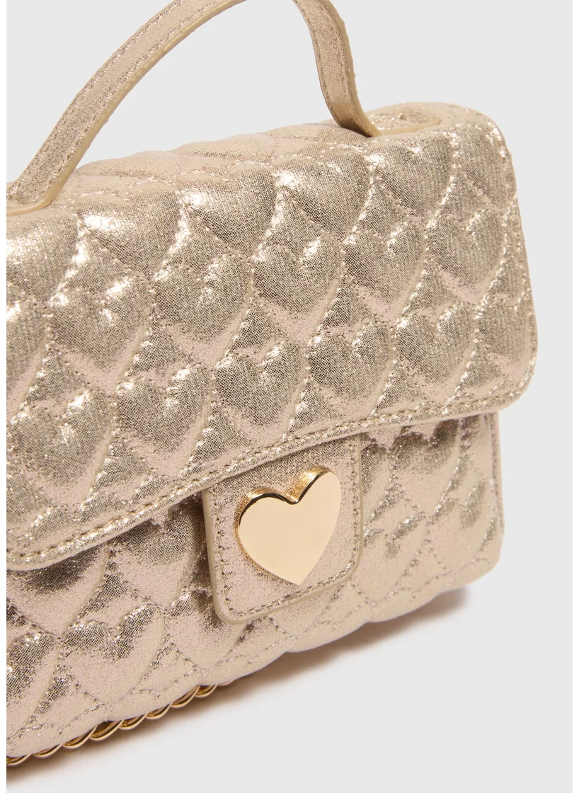 Matalan Girls Gold Quilted Cross Body Bag