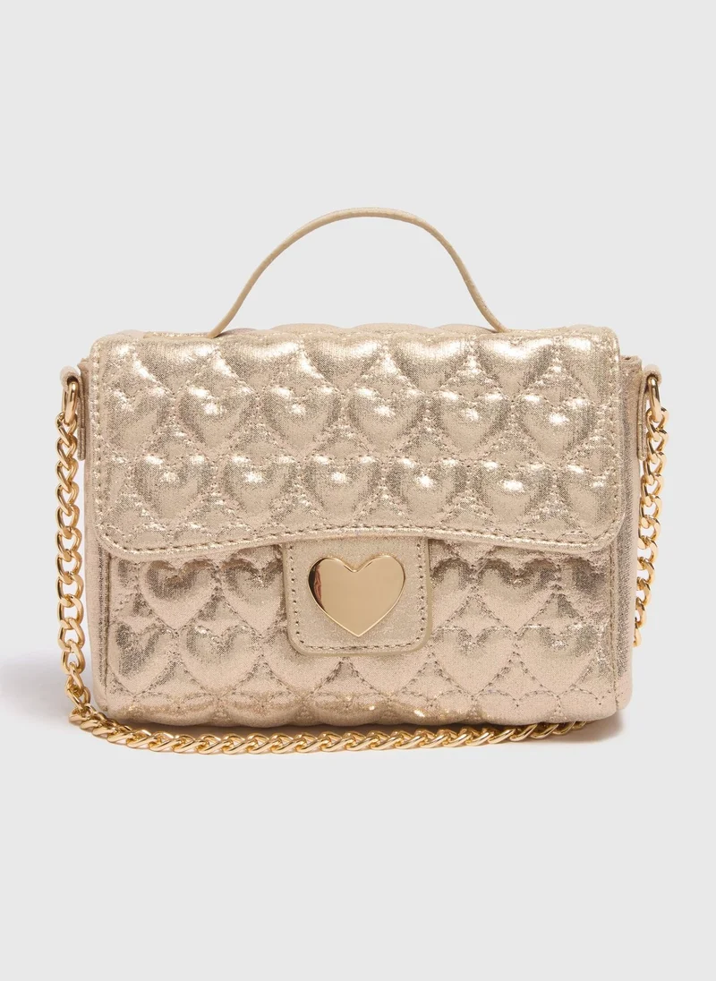 Matalan Girls Gold Quilted Cross Body Bag