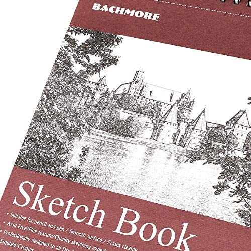 BB Bachmore Bachmore Sketchpad 9X12 Inch (68lb/100g), 100 Sheets of TOP Spiral Bound Sketch Book for Artist Pro & Amateurs | Marker Art, Colored Pencil, Charcoal for Sketching - Image 2