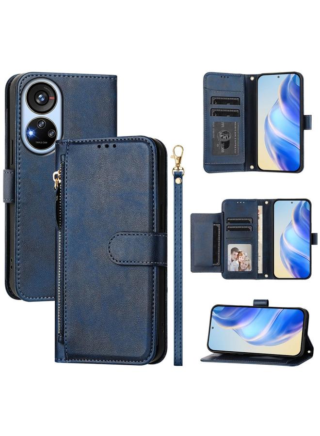 The Bros Case For ZTE Blade V40s Multi-Card Slots Zipper Wallet Leather Phone Case