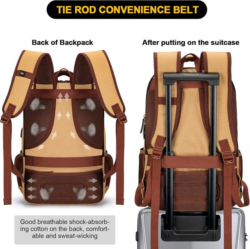 Tzowla Canvas Laptop Travel Backpack, Bag for Men Women, School Rucksack Fits 15.6-17.3"Laptop/Computer, Carry on Bookbag with USB Charging Port - Image 5