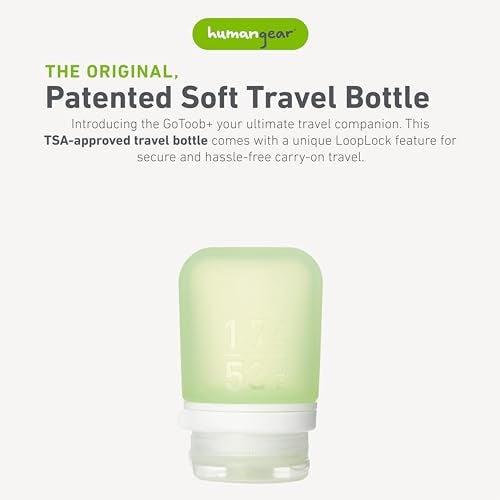 humangear GoToob+ (Small) | Refillable Silicone Travel Bottle | Locking Lid | Food-Safe Material | Green, Small (1.7 fl.oz; 53ml) - Image 2