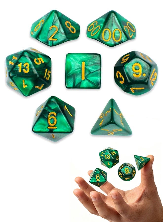 7 Pcs Dark Green Nebula Polyhedral DND Dice Set, D&D RPG Dice for Tabletop Board Games Dungeon and Dragons Role Playing Gifts - Image 1