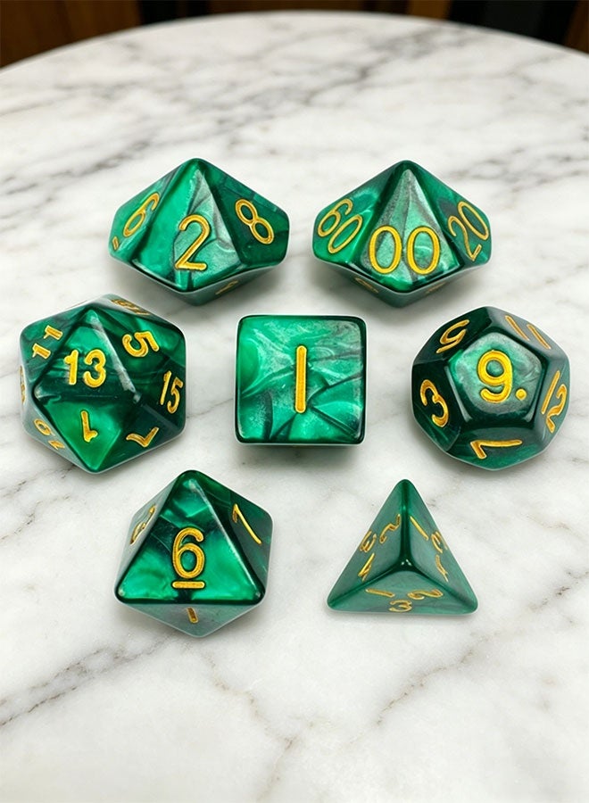 7 Pcs Dark Green Nebula Polyhedral DND Dice Set, D&D RPG Dice for Tabletop Board Games Dungeon and Dragons Role Playing Gifts - Image 2