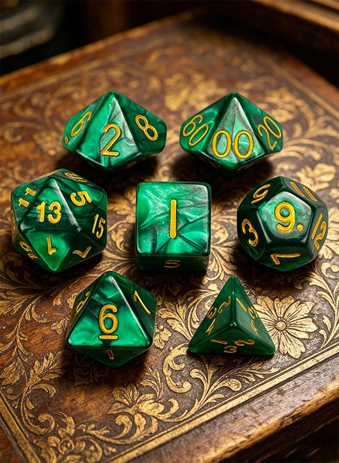 7 Pcs Dark Green Nebula Polyhedral DND Dice Set, D&D RPG Dice for Tabletop Board Games Dungeon and Dragons Role Playing Gifts - Image 3