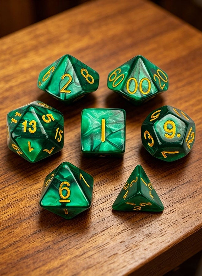 7 Pcs Dark Green Nebula Polyhedral DND Dice Set, D&D RPG Dice for Tabletop Board Games Dungeon and Dragons Role Playing Gifts - Image 4