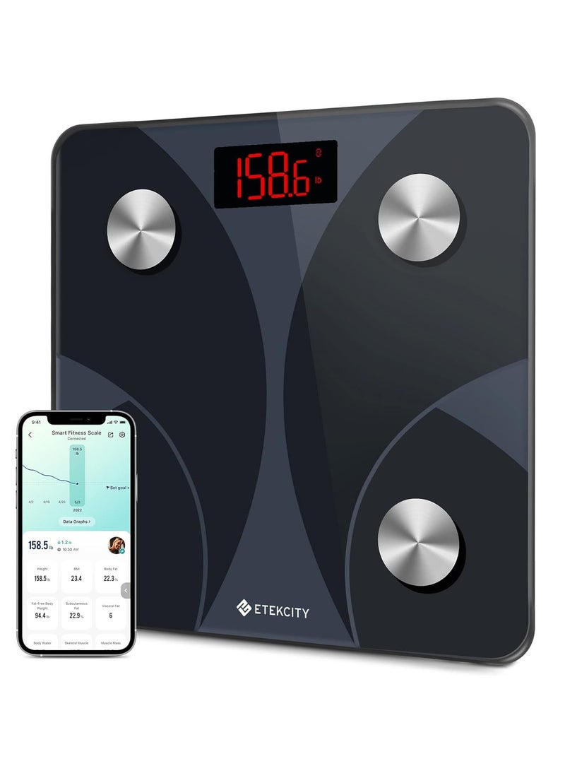 Generic Smart Scale C1 with Bluetooth, Body Fat Scale, Wireless Digital Bathroom Scale, 12 Measurements, Weight/Body Fat/BMI, Fitness Body Composition Analysis, Black/White, lbs/kg  - Image 1