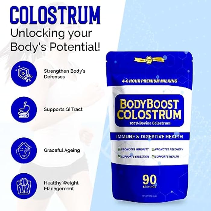 BodyBoost Premium Colostrum Whole, 100% Bovine Colostrum Powder, Immune Booster Supplement with Immunoglobulin & Lactoferrin, Grass Fed Colostrum Powder, Gut Health, Diverse Intake,16 oz - Image 2
