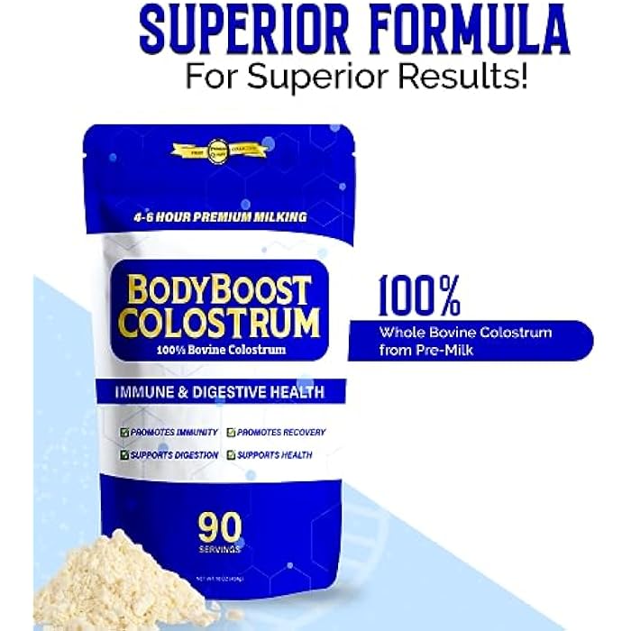 BodyBoost Premium Colostrum Whole, 100% Bovine Colostrum Powder, Immune Booster Supplement with Immunoglobulin & Lactoferrin, Grass Fed Colostrum Powder, Gut Health, Diverse Intake,16 oz - Image 4