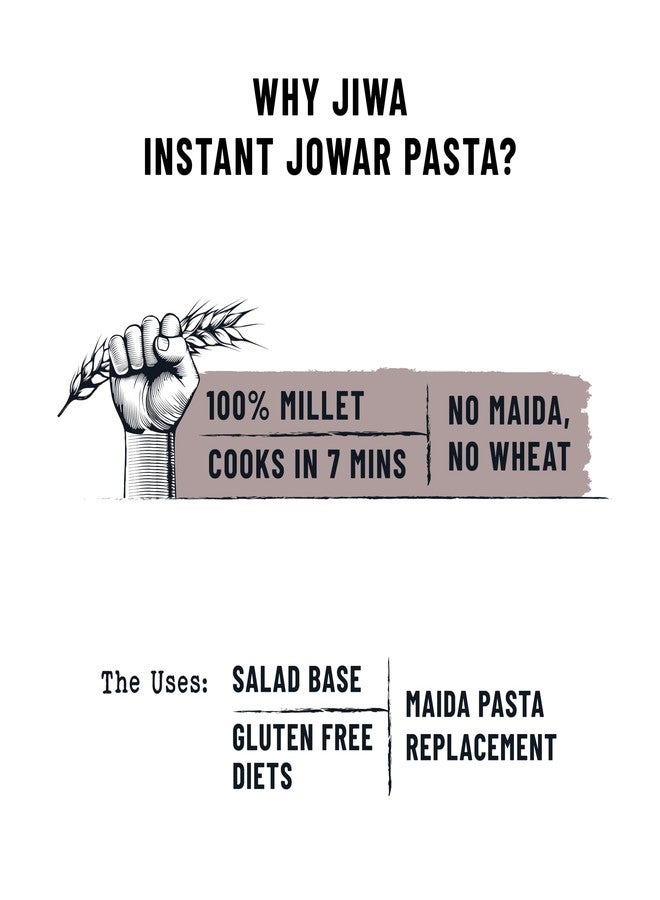 JIWA healthy by nature Instant Jowar Pasta, 100% Millet, Macaroni, Gluten Free, Easy and Ready to Cook, No Maida, No Atta, Wheat Free, Healthy Nutrition Pasta, 200g - Image 5