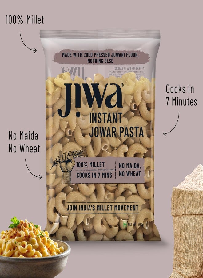 JIWA healthy by nature Instant Jowar Pasta, 100% Millet, Macaroni, Gluten Free, Easy and Ready to Cook, No Maida, No Atta, Wheat Free, Healthy Nutrition Pasta, 200g - Image 4