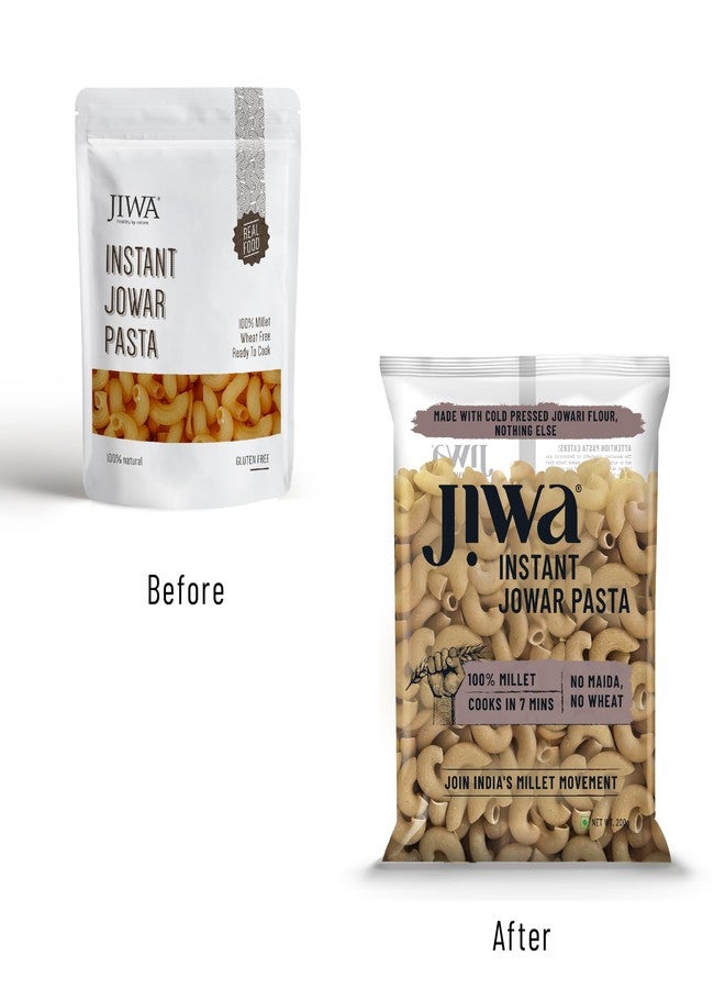 JIWA healthy by nature Instant Jowar Pasta, 100% Millet, Macaroni, Gluten Free, Easy and Ready to Cook, No Maida, No Atta, Wheat Free, Healthy Nutrition Pasta, 200g - Image 2