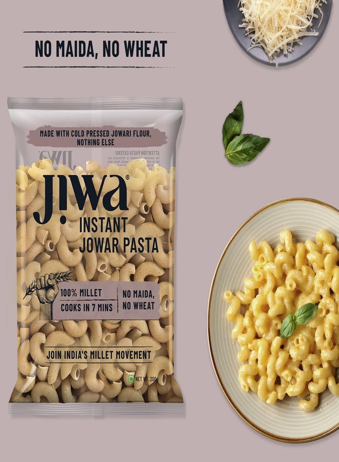 JIWA healthy by nature Instant Jowar Pasta, 100% Millet, Macaroni, Gluten Free, Easy and Ready to Cook, No Maida, No Atta, Wheat Free, Healthy Nutrition Pasta, 200g - Image 3