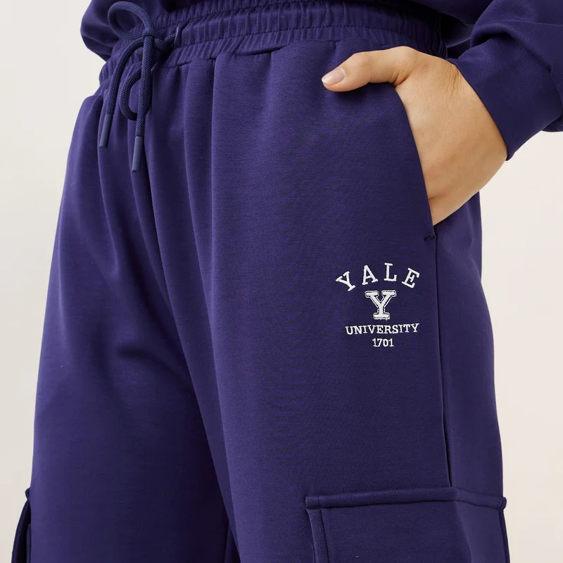 SP Characters  Yale University Print Cargo Joggers with Drawstring Closure for Women | Best Price UAE