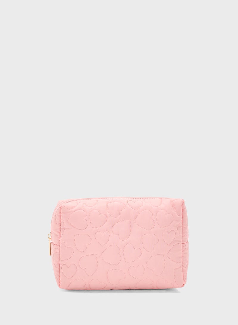 Ginger Heart Quilted Cosmetic Bag - Image 2