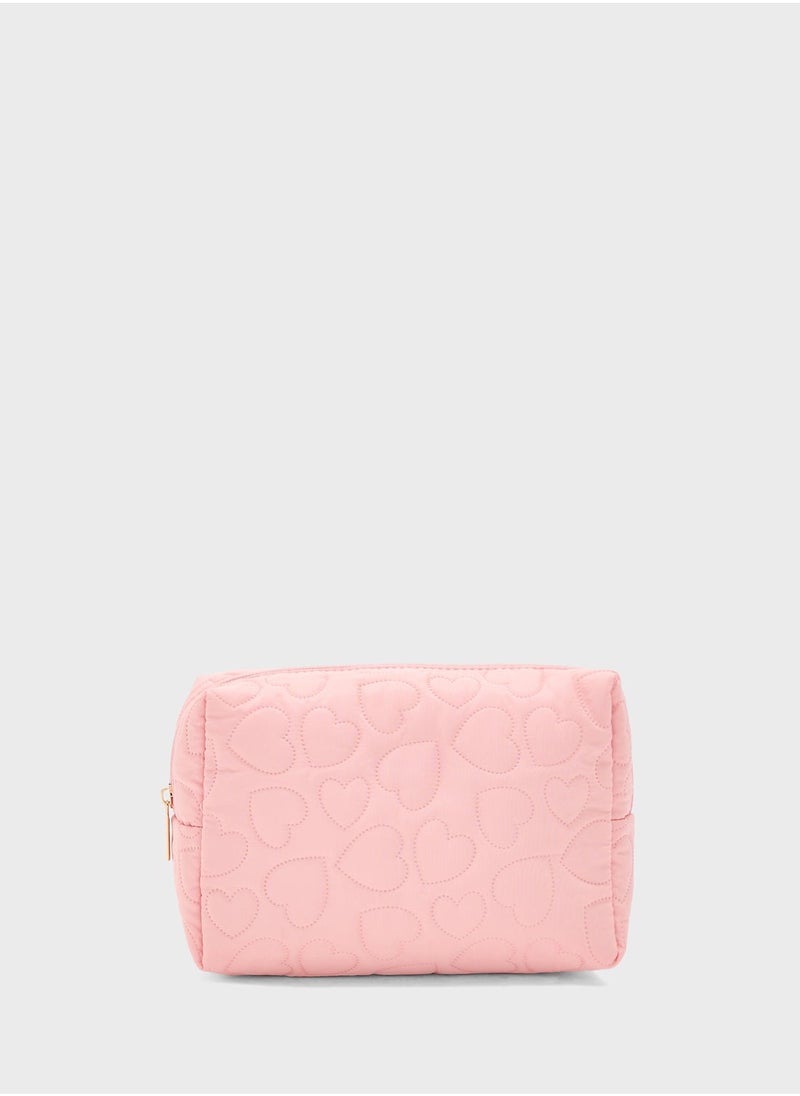 Ginger Heart Quilted Cosmetic Bag - Image 1