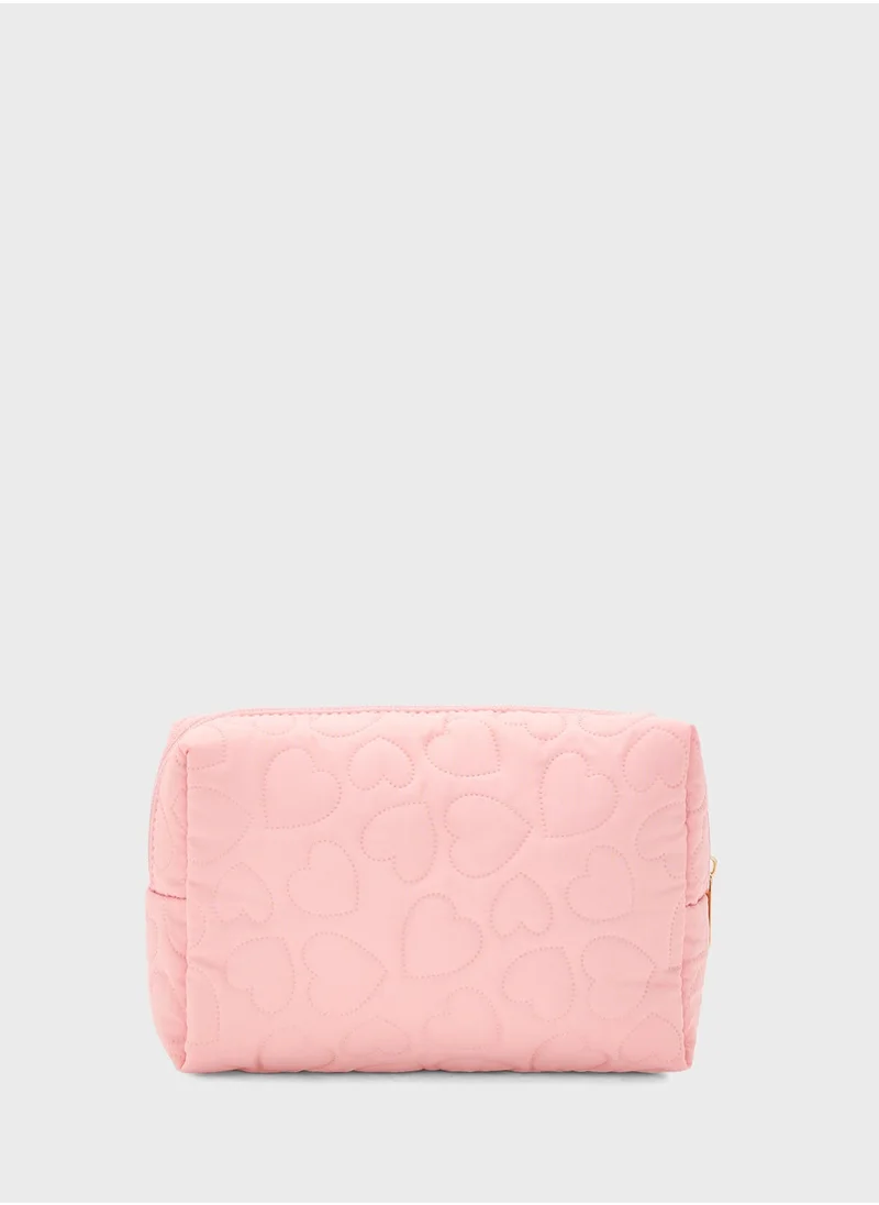Ginger Heart Quilted Cosmetic Bag