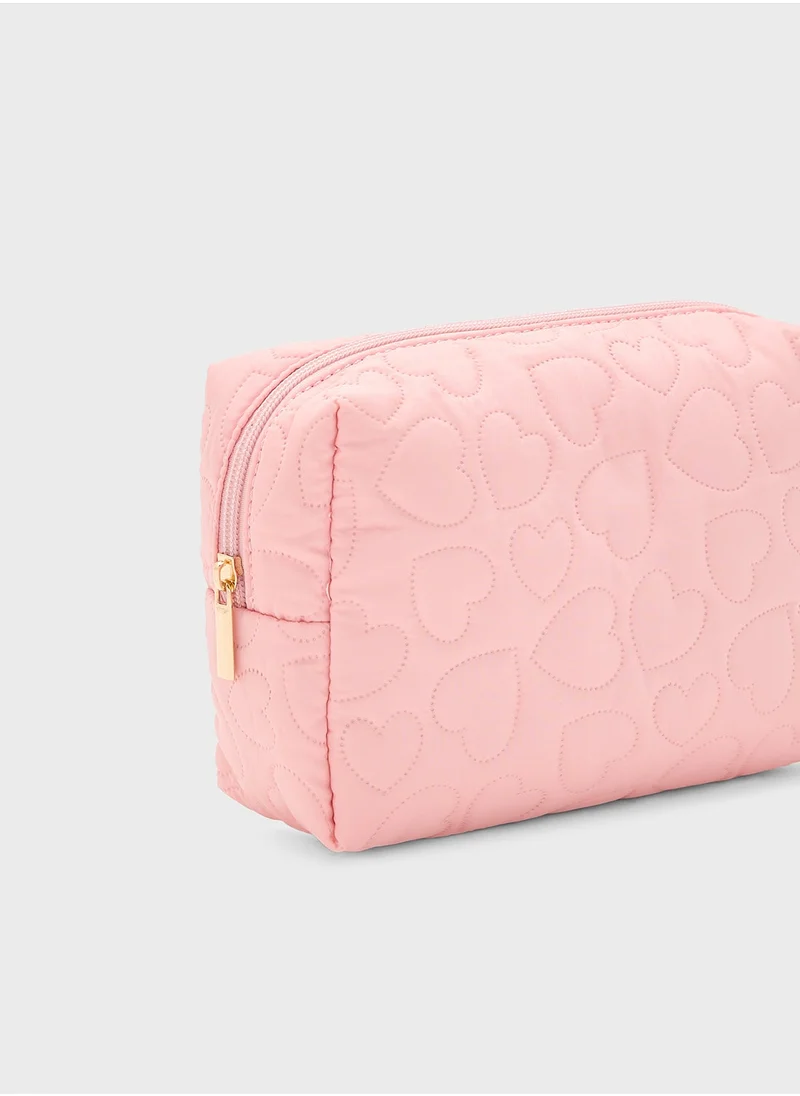 Ginger Heart Quilted Cosmetic Bag