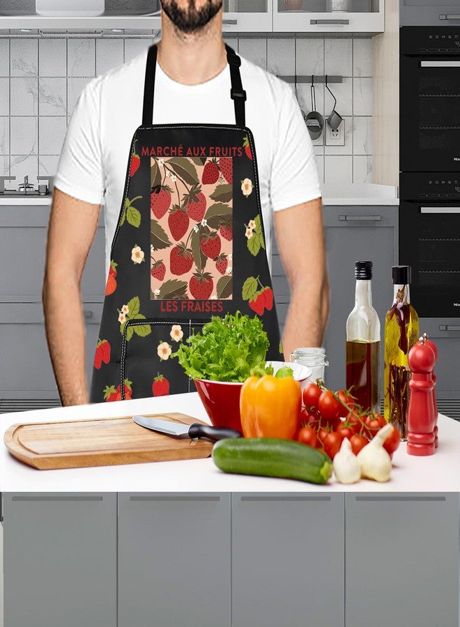 LEVLO Strawberry Fruit Gift Marché Aux Fruits Les Fraises Kitchen Apron Women Strawberry Themed Gift (FRAISES) - Image 5