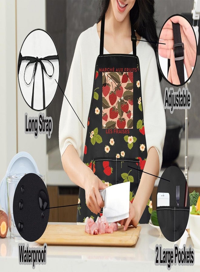 LEVLO Strawberry Fruit Gift Marché Aux Fruits Les Fraises Kitchen Apron Women Strawberry Themed Gift (FRAISES) - Image 4
