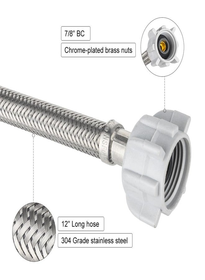 EFIELD 2-Pack EFIELD 12-inch Toilet Water Supply Connector Line Braided Stainless Steel Hose, 7/8 Female Ballcock Thread x 3/8" COMP,(HOSE049) - Image 4