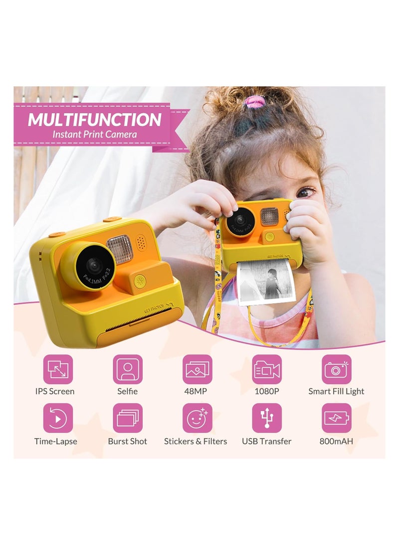 Generic Kids Camera Instant Print, 48MP Digital Camera with Zero Ink, Selfie 1080P Video Camera with 32G TF Card, Toys Gifts for Girls Boys Aged 3-12 for /Birthday/Holiday (Orange) - Image 2