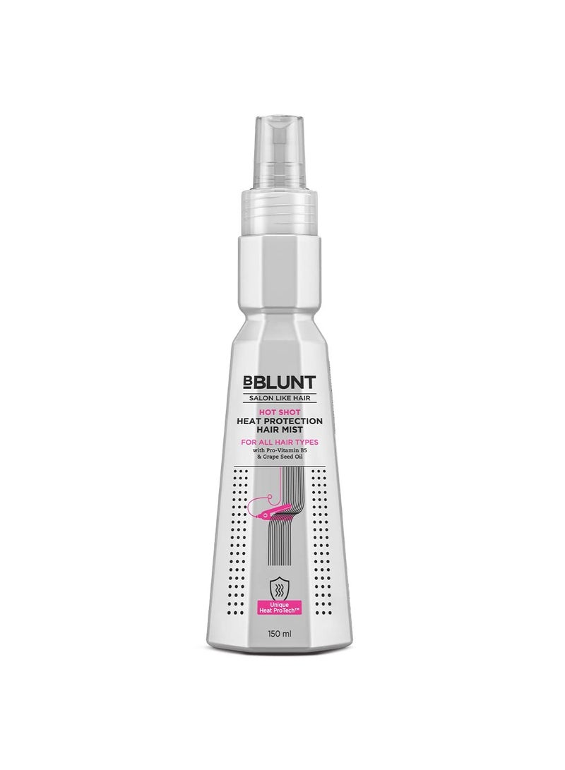Bblunt Hot Shot Heat Protection Hair Mist | With Grapeseed Oil & Provitamin B5 | No Sulphate, No Paraben, No SLS | Designed for Indian Hair | Prevents Damage | Upto 230° Celsius Protection | For Men & Women | 150 ml - Image 1