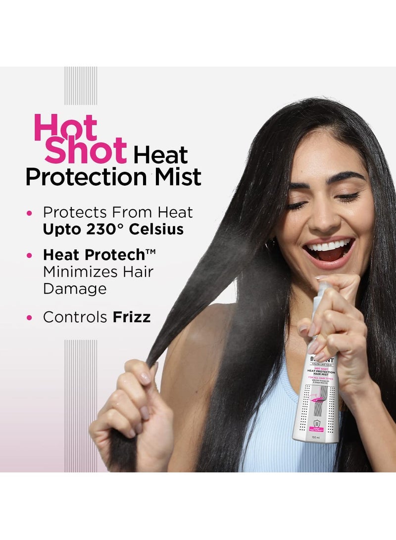 Bblunt Hot Shot Heat Protection Hair Mist | With Grapeseed Oil & Provitamin B5 | No Sulphate, No Paraben, No SLS | Designed for Indian Hair | Prevents Damage | Upto 230° Celsius Protection | For Men & Women | 150 ml - Image 2