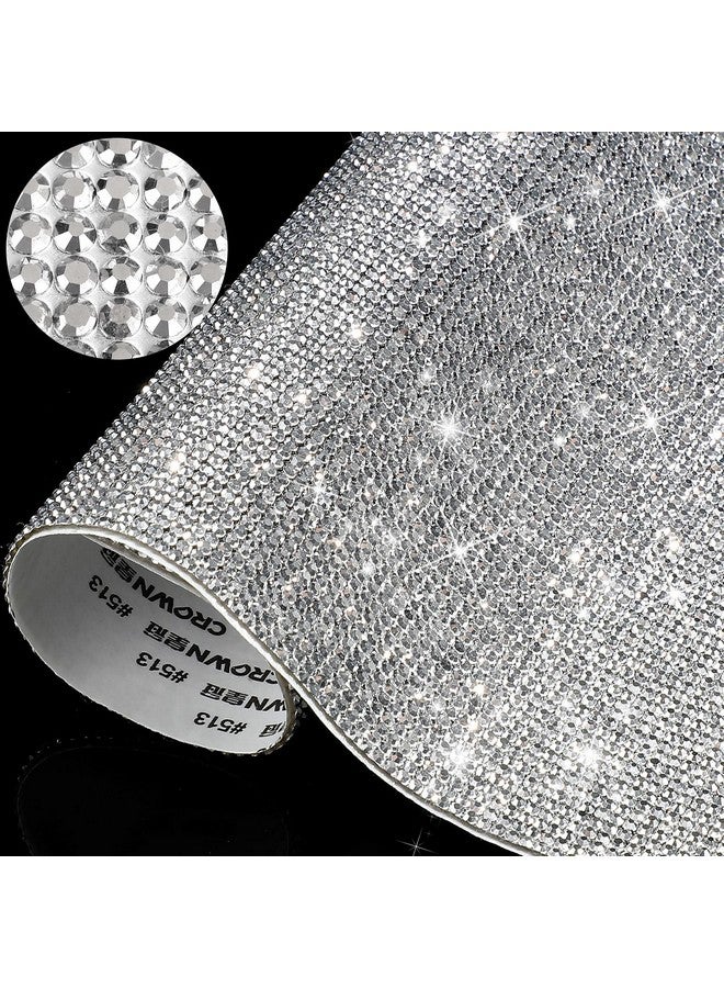 Outus 12000 Pieces Bling Bling Rhinestone Sheet Rhinestones Sticker DIY Car Decoration Sticker Self Adhesive Glitter Rhinestones Crystal Gem Stickers for Car Decoration, 9.4 x 7.9 Inch (Silver) - Image 1