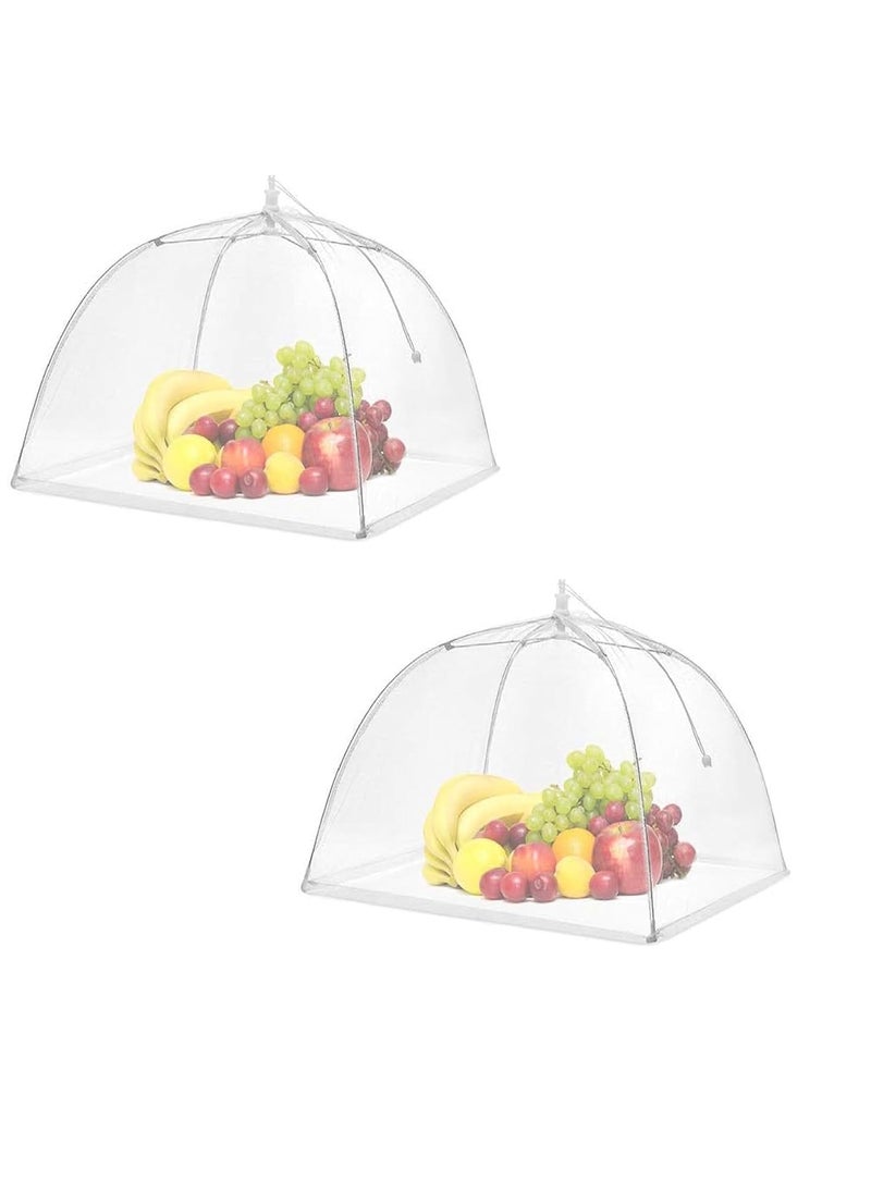 LAKHESHWAR LAKHESHWAR Food Cover Tents For Outside 2Pcs Reusable Food Tent Fruit Cover PopUp Food Nets Outdoors Mesh Screen Collapsible 17 Inch PopUp Mesh Food Covers Tent Umbrella White pack of 2  - Image 1