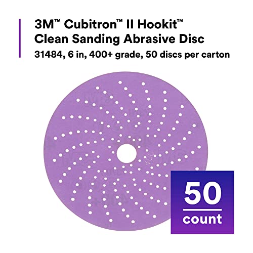 3M Cubitron II Hookit Clean Sanding Abrasive Disc 31484 6 in 400 Grade High Performance Long Lasting MultiHole Pattern Ecoat Sanding Primer Sanding 50 DiscsCarton - Image 3