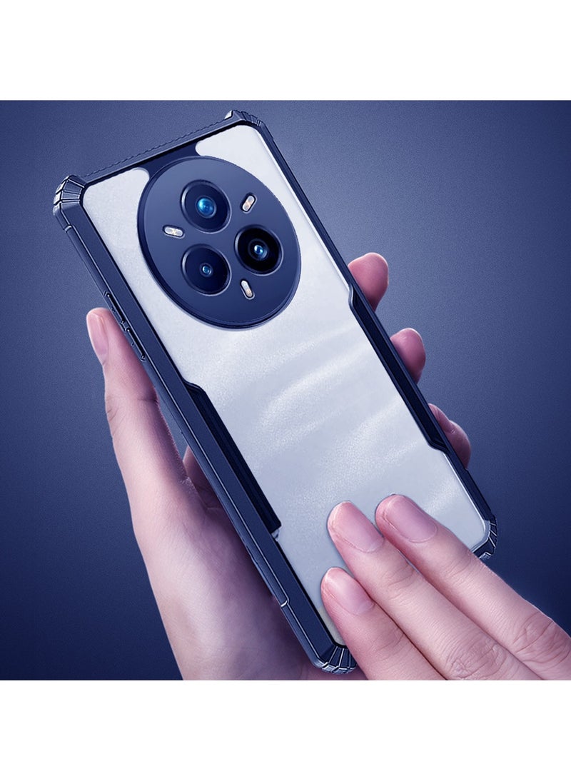 دبليو تيك ريلمي 14 برو 5 جي 2025 هايبرين من مادة البولي يوريثان سيليكون مع مصدات درع مرتفعة غطاء حافظة رفيع (MCAPSA) - شفاف / أزرق كحلي - Image 4