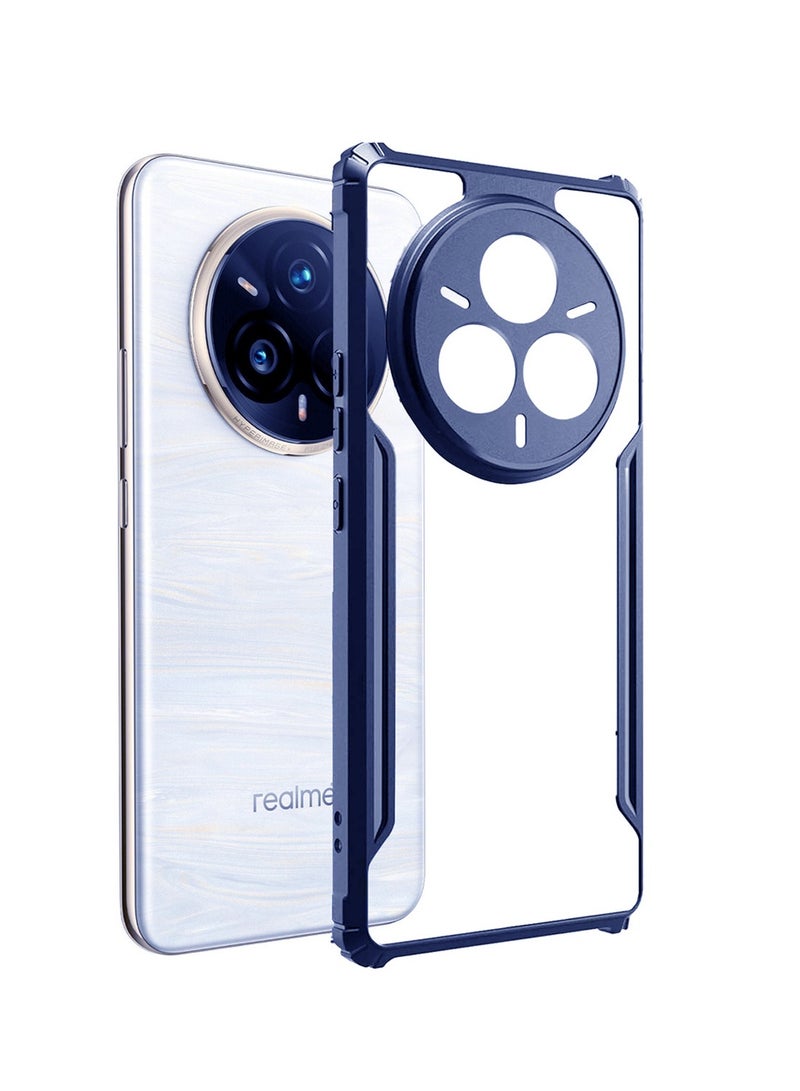 دبليو تيك ريلمي 14 برو 5 جي 2025 هايبرين من مادة البولي يوريثان سيليكون مع مصدات درع مرتفعة غطاء حافظة رفيع (MCAPSA) - شفاف / أزرق كحلي - Image 2