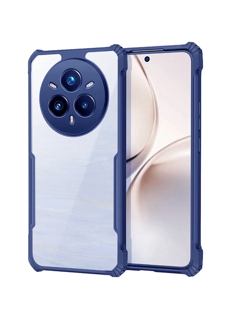 دبليو تيك ريلمي 14 برو 5 جي 2025 هايبرين من مادة البولي يوريثان سيليكون مع مصدات درع مرتفعة غطاء حافظة رفيع (MCAPSA) - شفاف / أزرق كحلي - Image 1