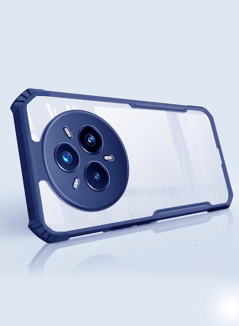 دبليو تيك ريلمي 14 برو 5 جي 2025 هايبرين من مادة البولي يوريثان سيليكون مع مصدات درع مرتفعة غطاء حافظة رفيع (MCAPSA) - شفاف / أزرق كحلي - Image 3