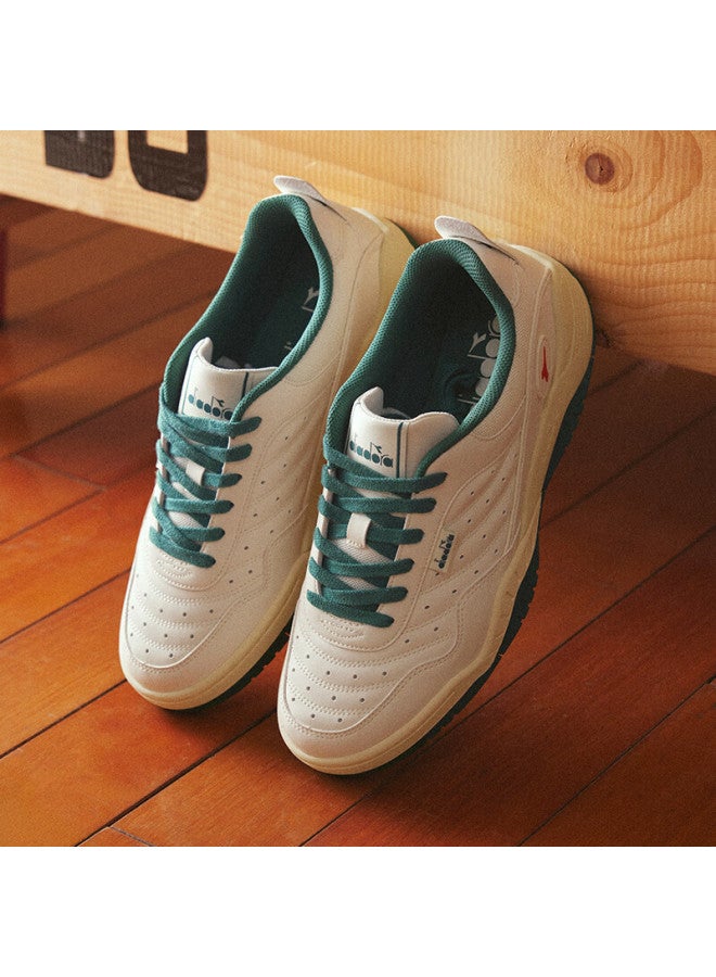 Diadora Action Flash Uni Retro Sports Casual Tennis Shoes Cream White/evergreen/pomegranate Red Size 38 - Image 4