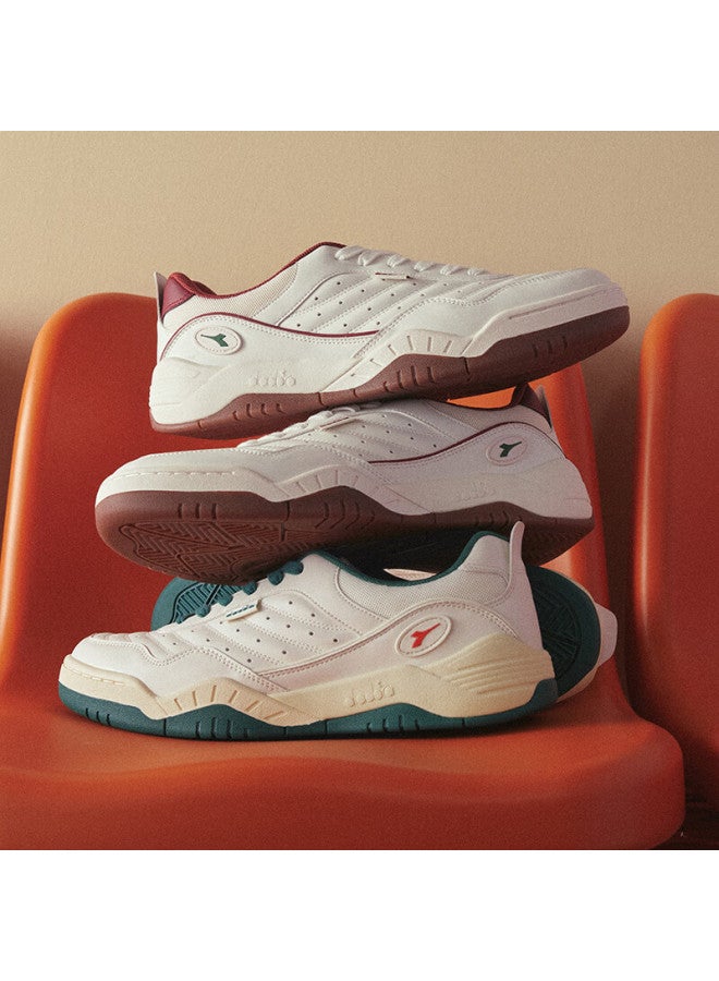 Diadora Action Flash Uni Retro Sports Casual Tennis Shoes Cream White/evergreen/pomegranate Red Size 38 - Image 5