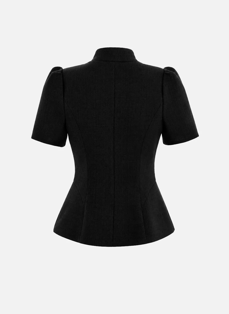 Lichi  Textured fabric jacket with voluminous short sleeves for Women | Best Price UAE