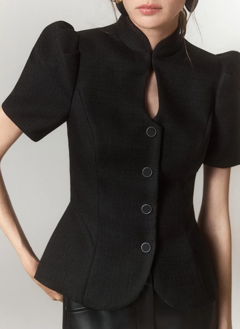 Lichi  Textured fabric jacket with voluminous short sleeves for Women | Best Price UAE