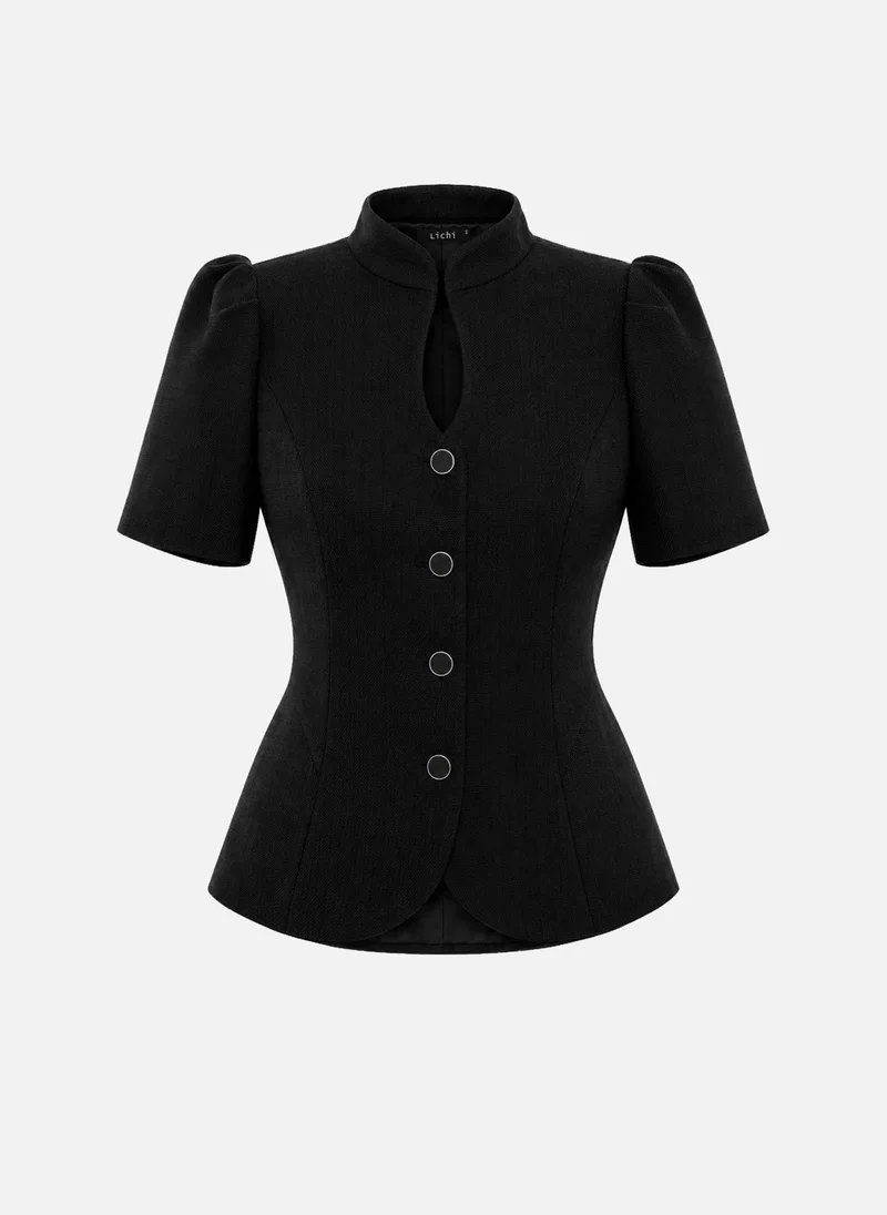 Lichi  Textured fabric jacket with voluminous short sleeves for Women | Best Price UAE