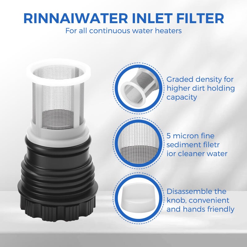 VYH H98-510-S tankless Water Heater Filter Kit for Rinnai tankless Water Heater (2 Tankless Water Heater Inlet Screen Assemblies+1 Filter Removal Toolï¼‰ - Image 4