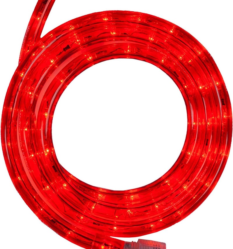 Wintergreen 18' LED Red Rope Light, Flexible Rope String Light Outdoor – Bedroom LED Light Rope, 120V, ½ Inch, 2-Wire – Rope Light Clips and Power Cord Included - Image 1