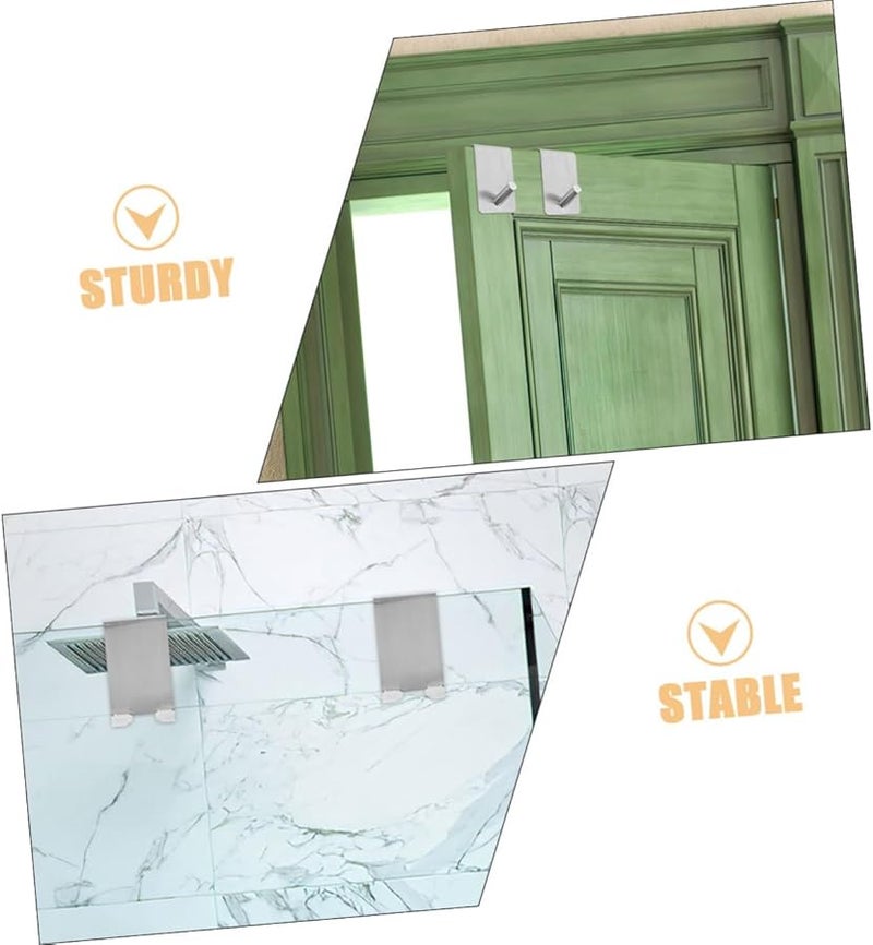 2Pcs Stainless Steel Over Door Hooks Heavy Duty Towel Hangers For Bathroom Robes Clothes Organizer - Image 4