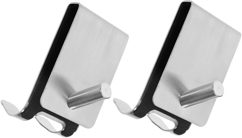 2Pcs Stainless Steel Over Door Hooks Heavy Duty Towel Hangers For Bathroom Robes Clothes Organizer - Image 1