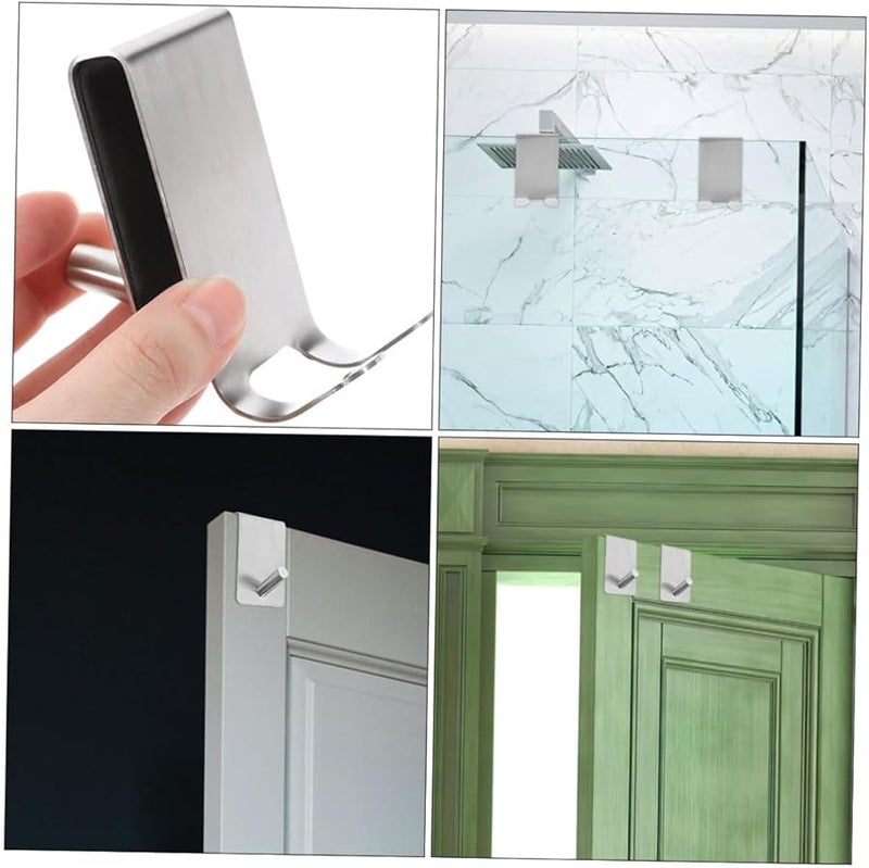 2Pcs Stainless Steel Over Door Hooks Heavy Duty Towel Hangers For Bathroom Robes Clothes Organizer - Image 5