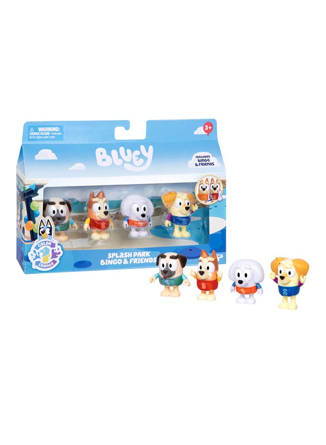 BLUEY مجموعة شخصيات تغيير اللون S13 4Pk حديقة مائية بينغو والأصدقاء الحصرية - Image 1