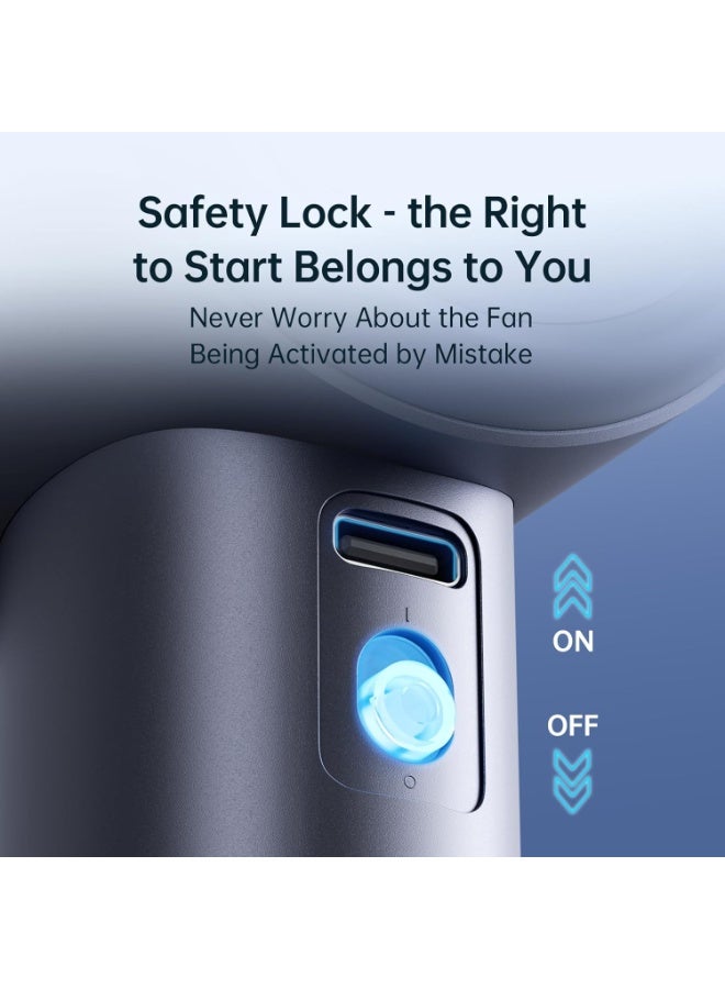 JISULIFE Portable Handheld Fan,Speed(1-100) Adjustable Turbo Mini Fan,3600mAh Battery Rechargeable Personal Fan,Digital Display,For Women Men Travel/Camping/Outdoor-Blue - Image 5