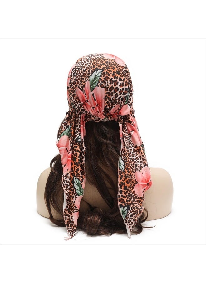 ZLYC Chemo Headwear Pre Tied Head Scarf Headwraps Lightweight Turban Beanie Cap for Women (Leopard Flowers)  - Image 4