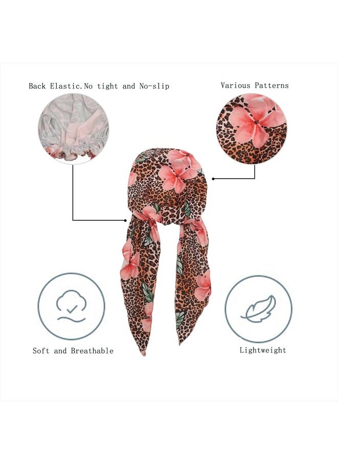 ZLYC Chemo Headwear Pre Tied Head Scarf Headwraps Lightweight Turban Beanie Cap for Women (Leopard Flowers)  - Image 5