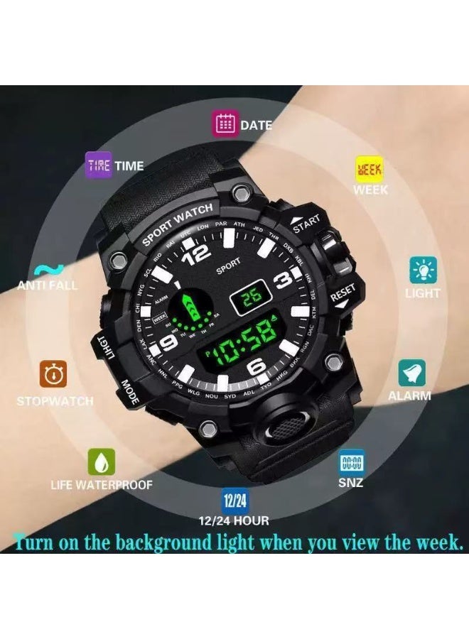 G-Style Men’s Outdoor Sports Watch Waterproof LED Analog-Digital Multi-Function Large Dial Wristwatch - Image 2